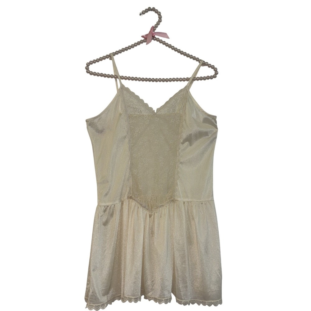 Womens Sz Sm Cream Lace Dress Romantic VTG Fairy Cottage Vintage Peasant Sheer